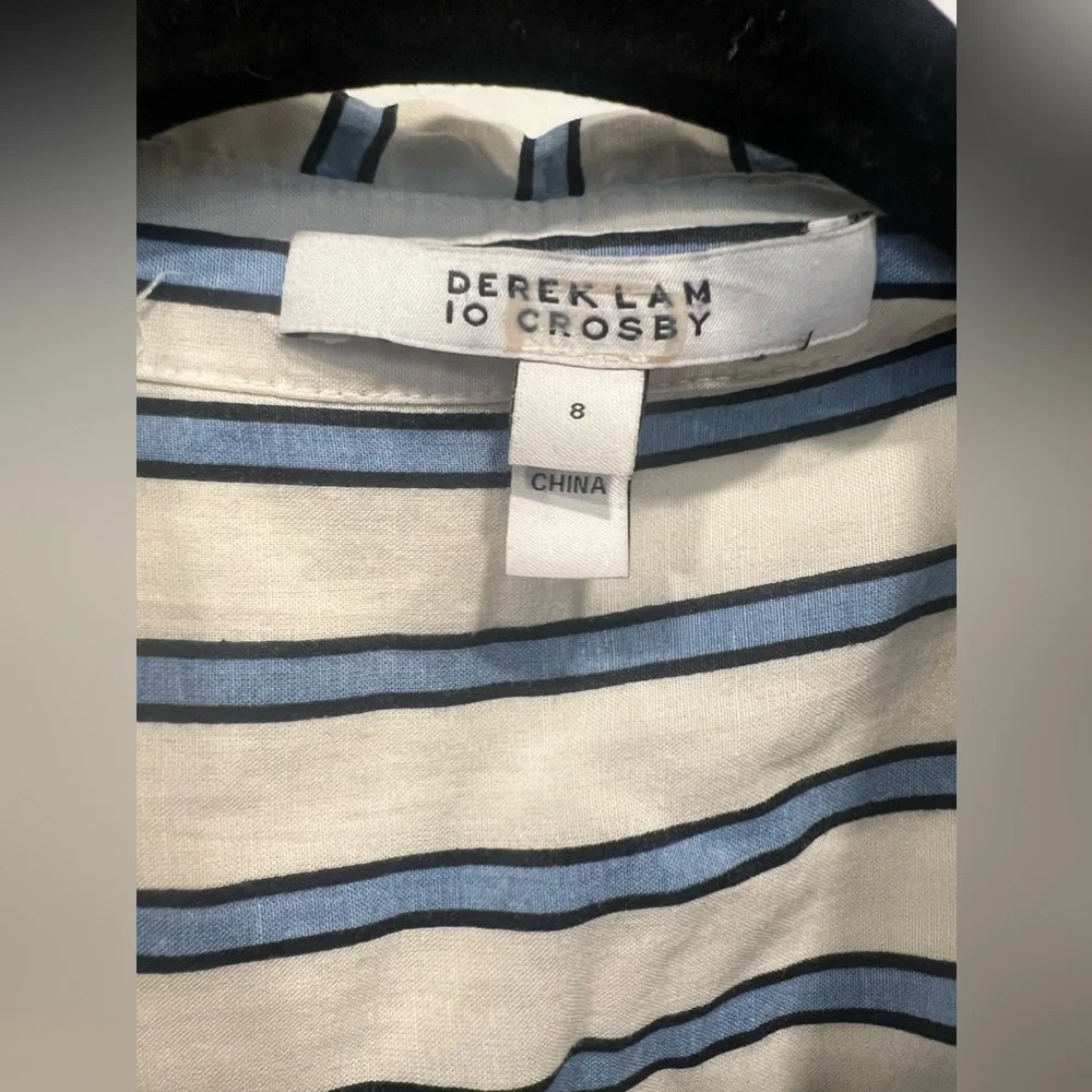 Derek Lam 10 Crosby Striped Tie Waist Shirt Dress Size 8 - Picture 10 of 10